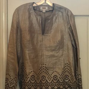 Talbots, size 4, blouse/short tunic, bronze/gold